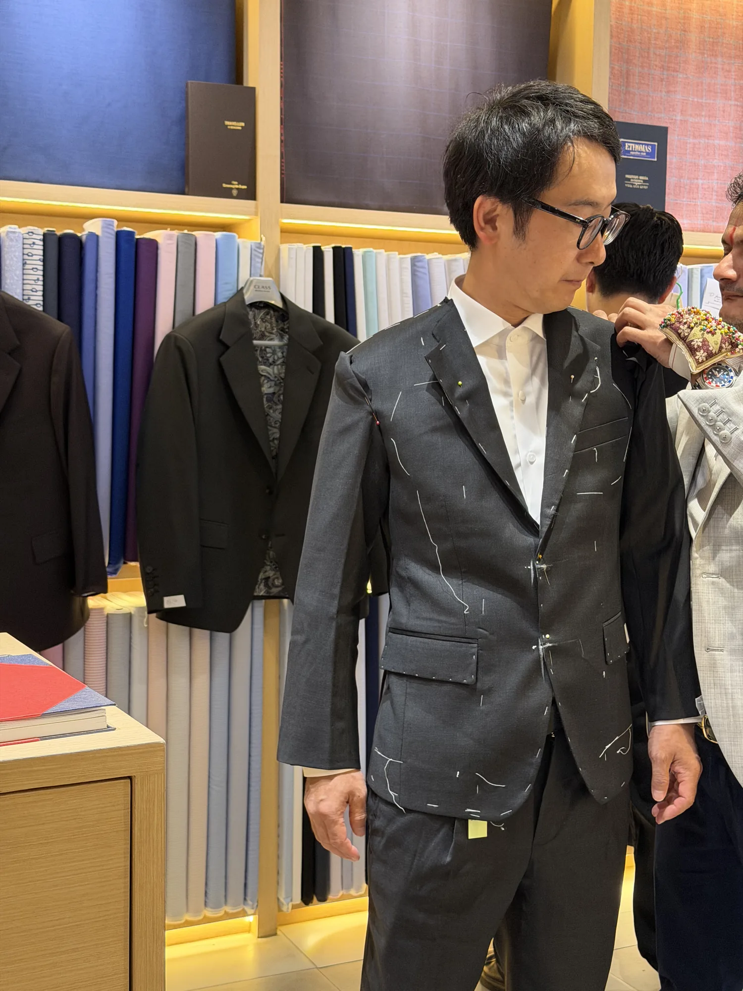 Class Bespoke jacket fitting in the showroom